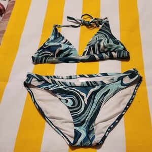 Xhilaration Blue and White Swirl Bikini